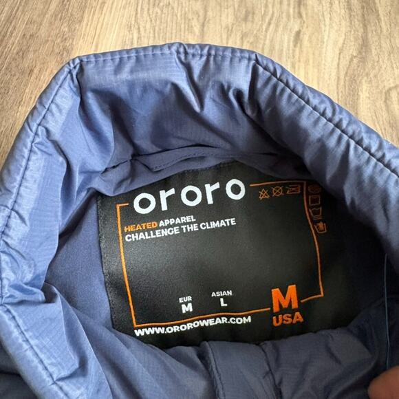 Ororo Men's Heated Classic Puffer Vest Blue Size M Without Battery - Picture 3 of 6